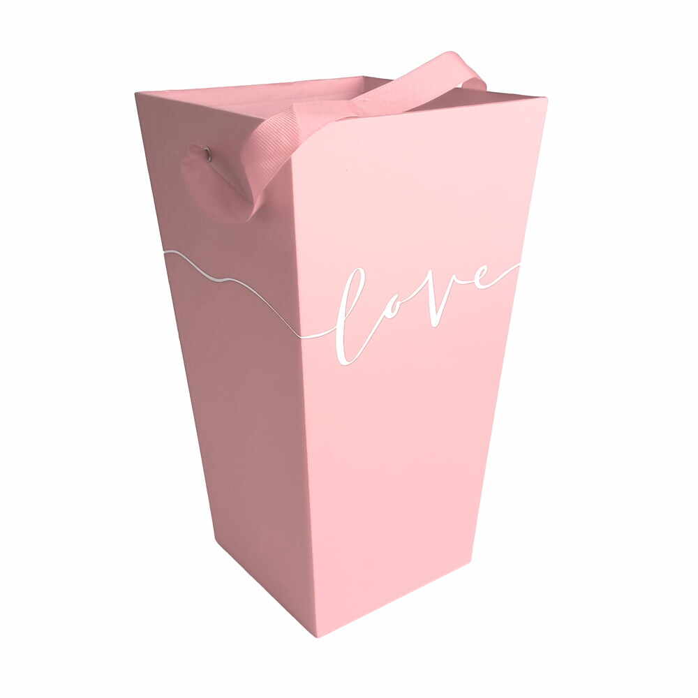Cutie înaltă cu mâner model Love - roz