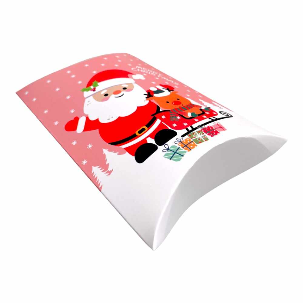 Cutie Crăciun în formă de pernă - model 10 roz (set 50 buc) 14x10x2.6cm