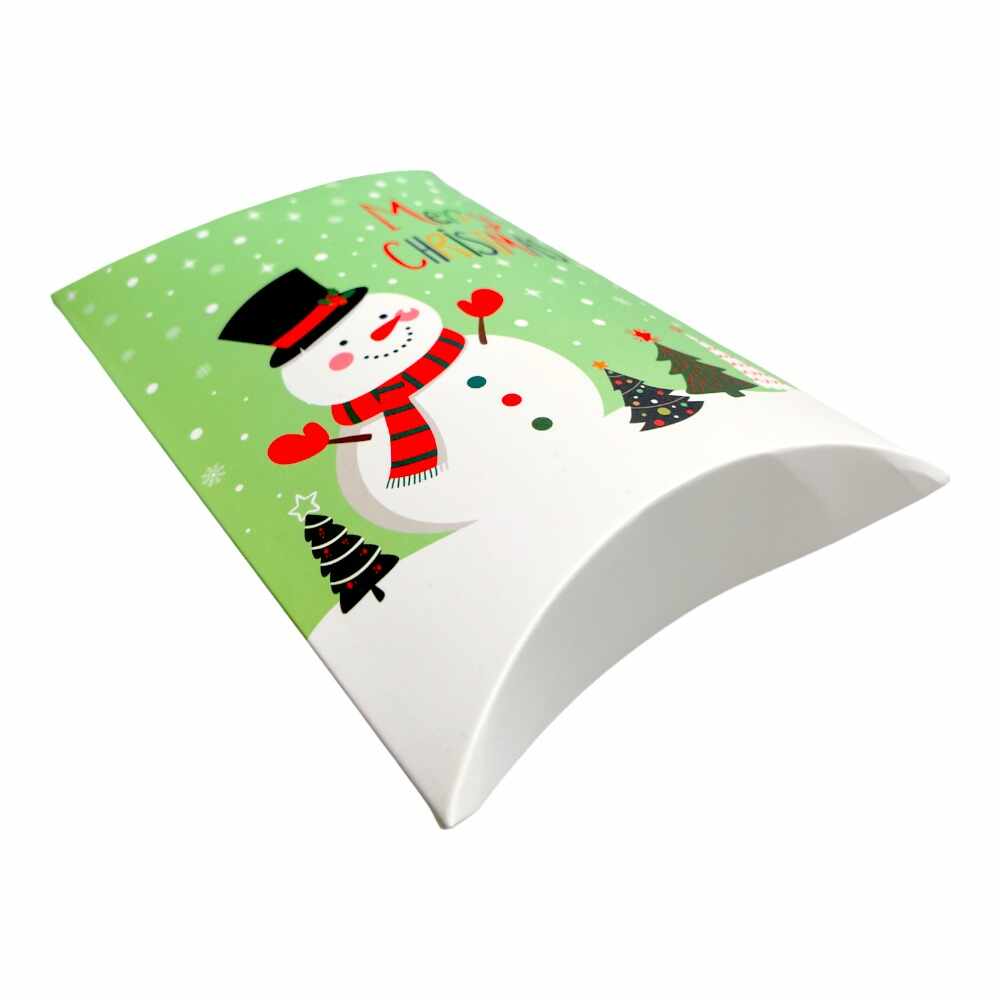 Cutie Crăciun în formă de pernă - model 9 verde (set 50 buc) 14x10x2.6cm