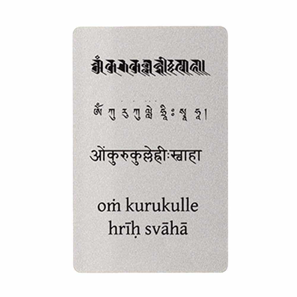 Card cu amuleta de protectie cu Tara Rosie si mantra om Kurukulle svaha